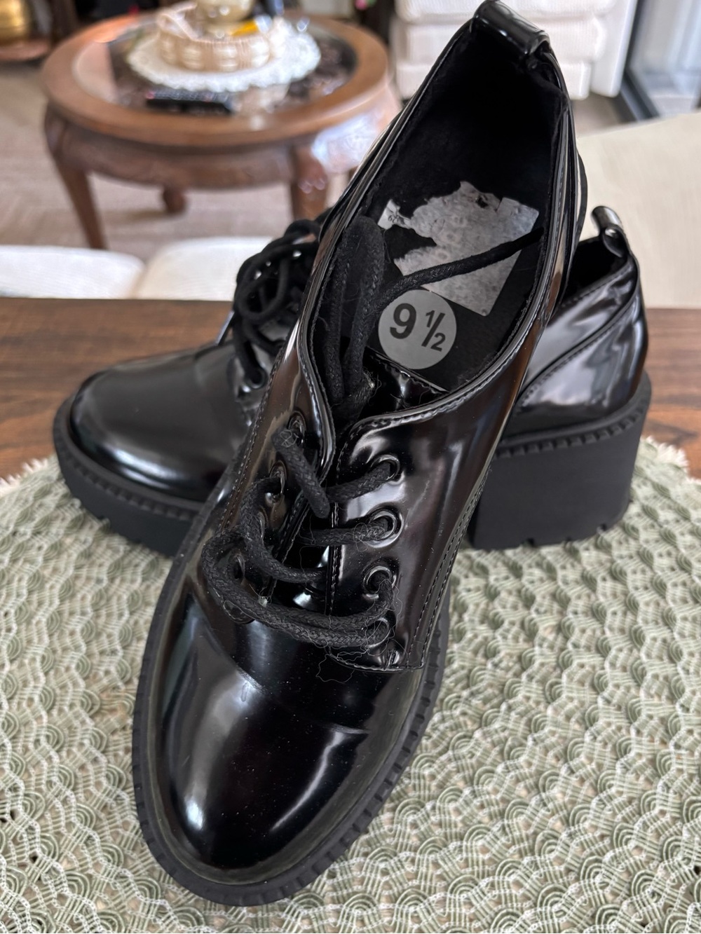 Madden Girl Black Patent Platform Lace-Up Oxfords